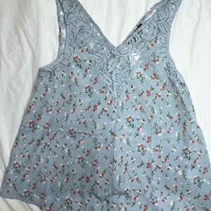 Floral Lace Trim Women Top